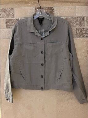 Tahari Gray Utility Button-Front Jacket